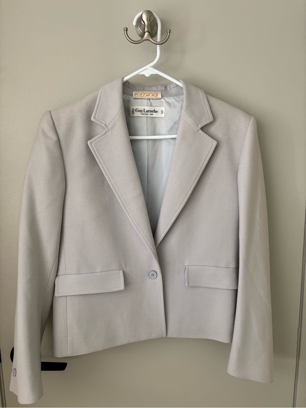 Vintage Guy Laroche Paris Wool Skirt Suit Set Made In France Size 40 / Us 10